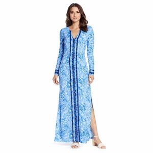 NWT Lilly Pulitzer Faye Maxi Dress UPF 50+ Blue Peri Turtley Awesome Size Large